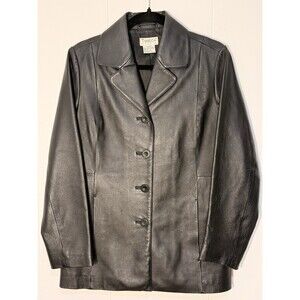 Vintage Tribeca Studio Women’s Black 100% Leather Blazer Size PS Small Fit